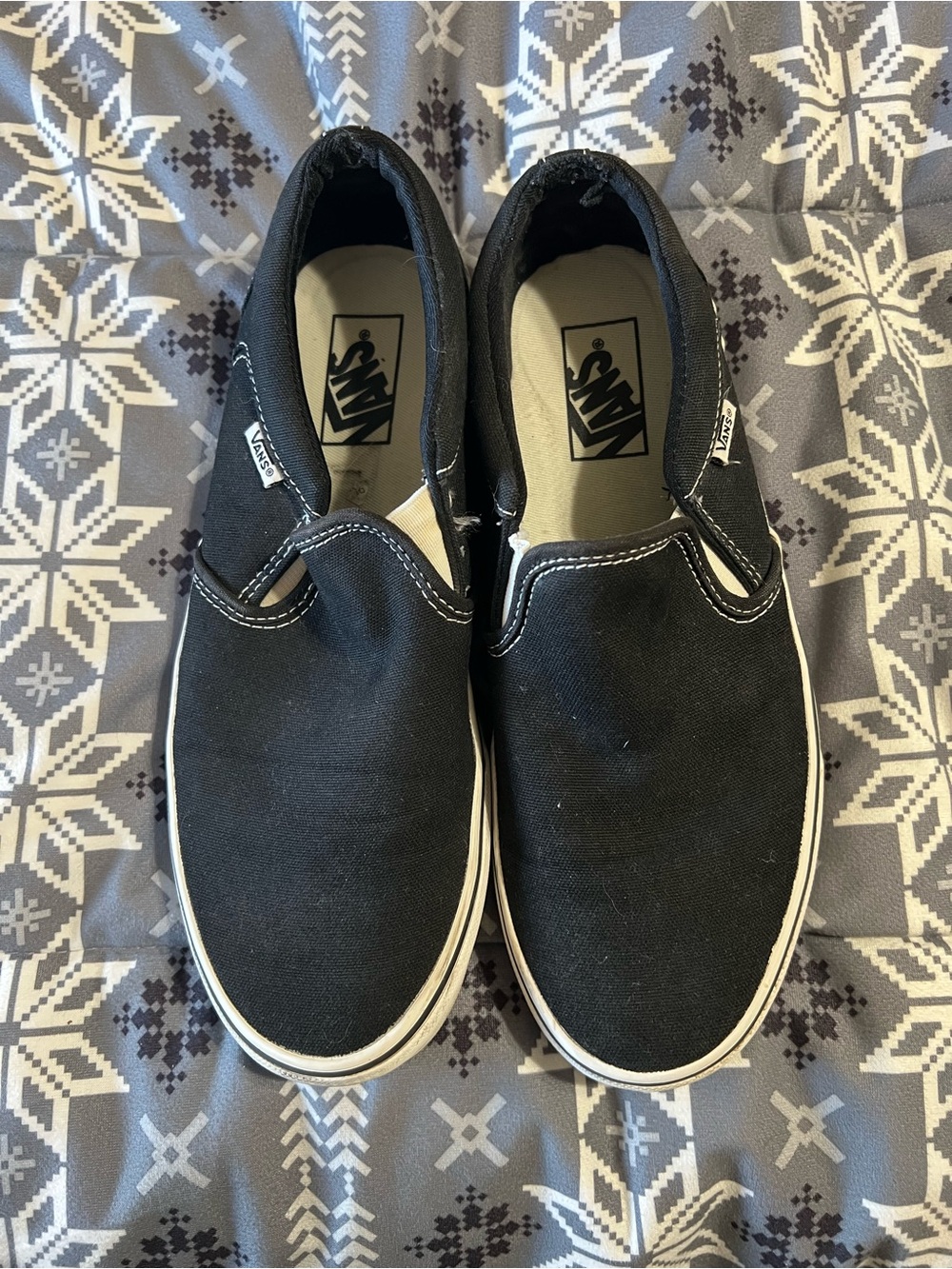 Vans Black Canvas Slip-On Loafers
